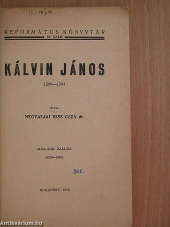 Kálvin János 1509-1564.