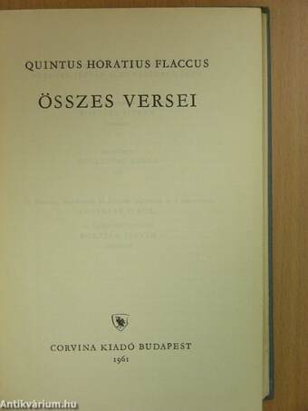 Quintus Horatius Flaccus összes versei