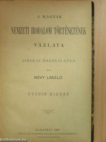 A magyar nemzeti irodalom történetének vázlata