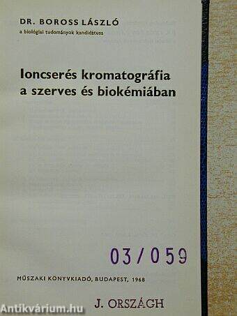 Ioncserés kromatográfia a szerves és biokémiában