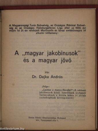 A »magyar jakobinusok« és a magyar jövő