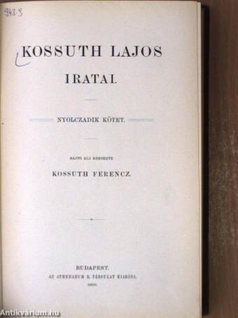 Kossuth Lajos iratai VIII.