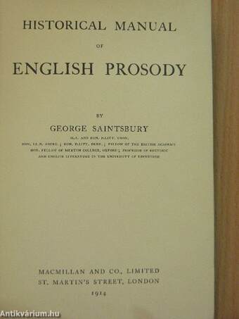 Historical manual of English Prosody