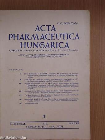 Acta Pharmaceutica Hungarica 1975. (nem teljes évfolyam)