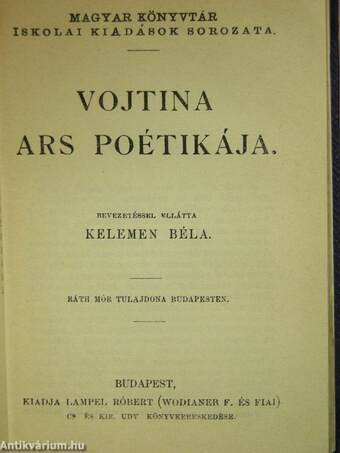 Rejtelmes történetek II./A kényeskedők/Urak és parasztok/Vojtina ars poétikája/Tinódi Sebestyén válogatott históriás énekei/A toloncz/Mara és egyéb történetek/Kisfaludy Károly vig elbeszélései/Dzsungel könyve I./Magyar népdalok