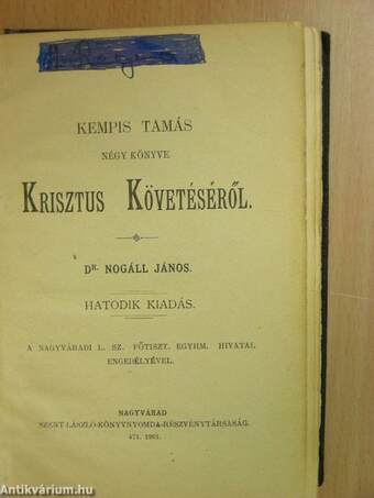 Kempis Tamás négy könyve Krisztus Követéséről