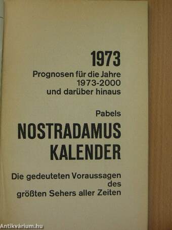 Pabels Nostradamus Kalender 1973