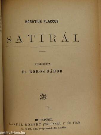 Q. Horatius Flaccus epistolái/Horatius Flaccus satirái