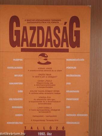 Gazdaság 1992. ősz