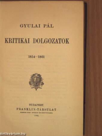 Kritikai dolgozatok 1854-1861