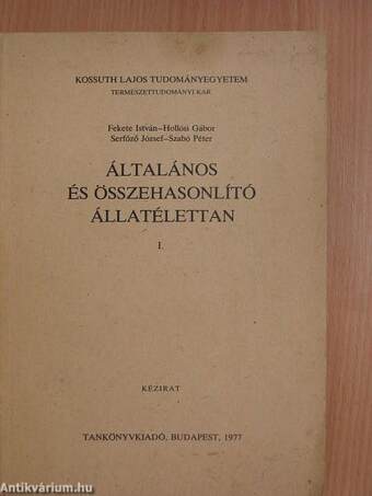 Általános és összehasonlító állatélettan I.