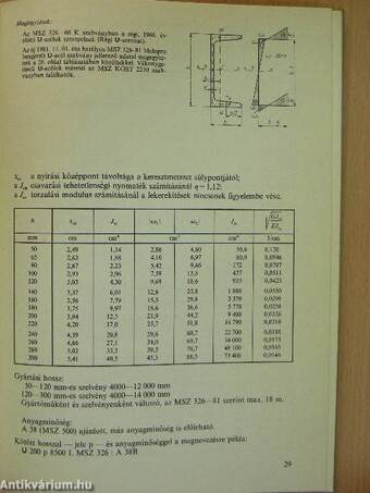Táblázatok acélszerkezetek méretezéséhez
