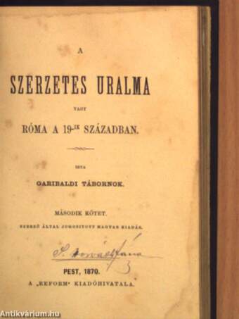 A szerzetes uralma vagy Róma a 19-ik században 1-2.