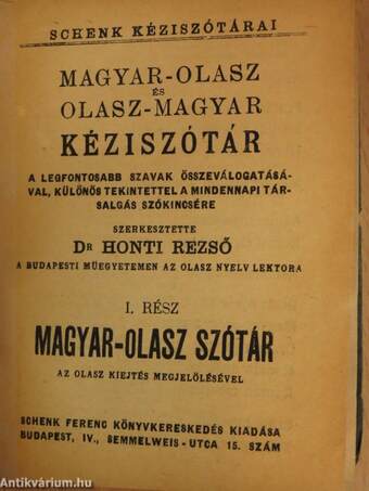 Magyar-olasz és olasz-magyar kéziszótár I-II.