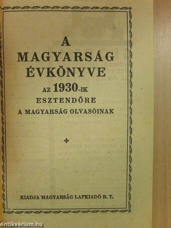 A Magyarság Évkönyve 1930