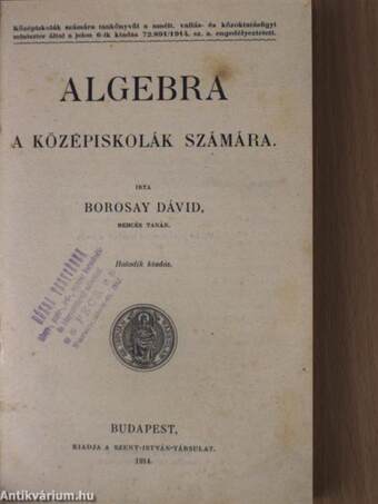 Algebra a középiskolák számára