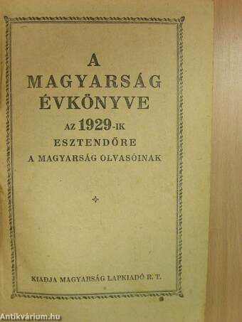 A Magyarság Évkönyve az 1929-ik esztendőre