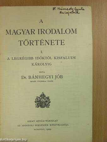 A magyar irodalom története I-II.