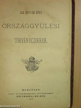 Az 1877-ik évi Országgyülési törvényczikkek