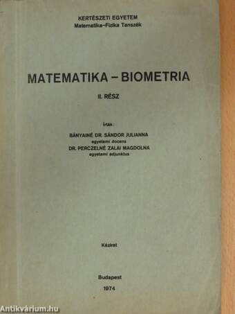 Matematika - Biometria II.