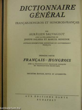 Francia-magyar és magyar-francia nagy szótár I-II.