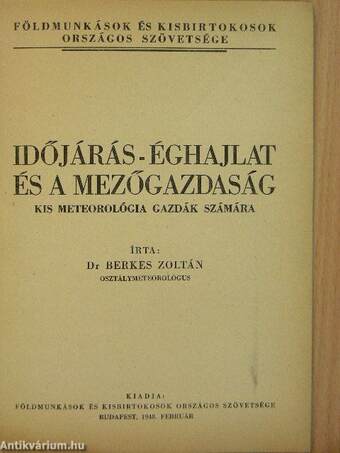 Időjárás-éghajlat és a mezőgazdaság