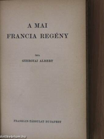 A mai francia regény
