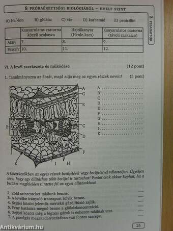 8 próbaérettségi biológiából