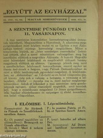 "Együtt az egyházzal" 1932. július 31.