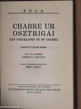 Germinal I-III./Chabre úr osztrigái