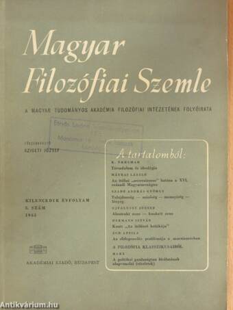 Magyar Filozófiai Szemle 1965/3.