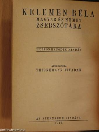 Kelemen Béla magyar és német zsebszótára I-II.