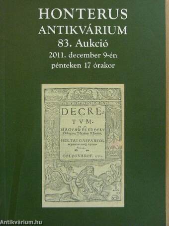 Honterus Antikvárium 83. Aukció