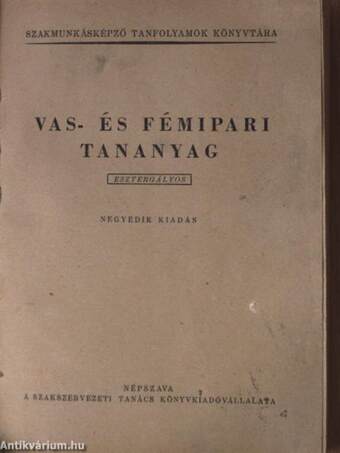 Vas- és fémipari tanagyag