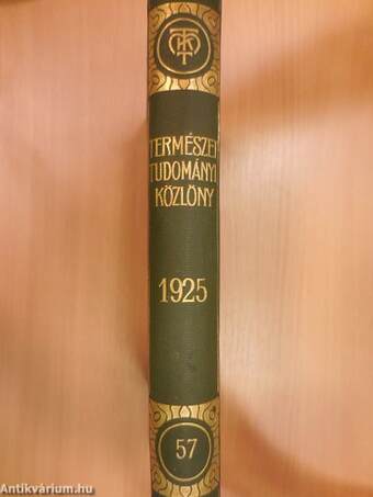 Természettudományi Közlöny 1925. január-december/Pótfüzetek a Természettudományi Közlönyhöz 1925. január-december