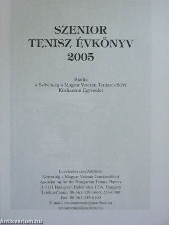 Szenior tenisz évkönyv 2005