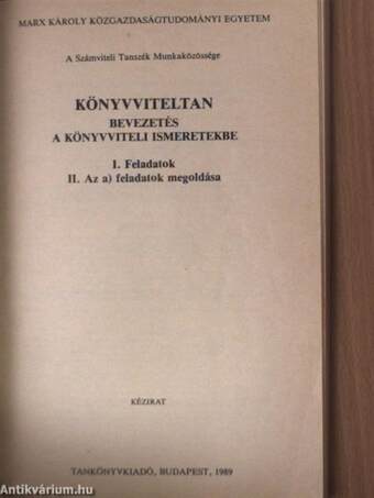 Könyvviteltan/Könyvviteltan I-II.