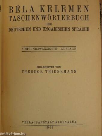Kelemen Béla magyar és német zsebszótára I-II.
