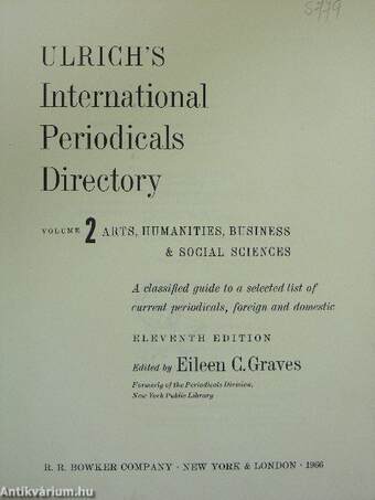 Ulrich's International Periodicals Directory 1965-66 Volume 2.