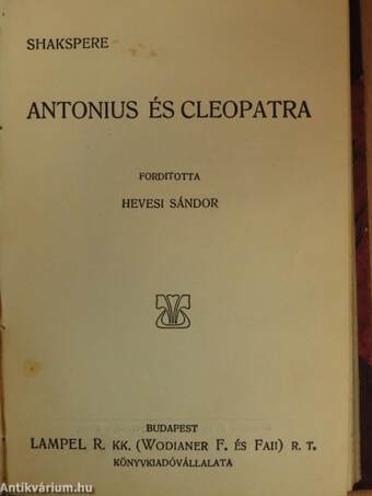 A Szent-Iván-éji álom/Romeo és Julia/Antonius és Cleopatra/Othello