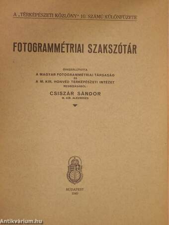 Fotogrammétriai szakszótár