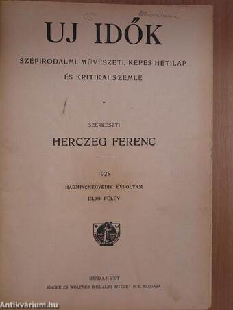 Uj Idők 1928. I. (fél évfolyam)