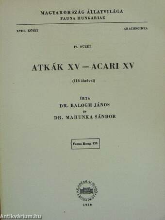 Atkák XV.-Acari XV.