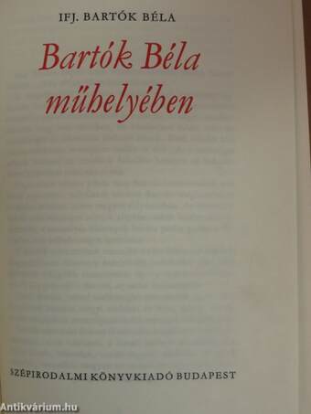 Bartók Béla műhelyében