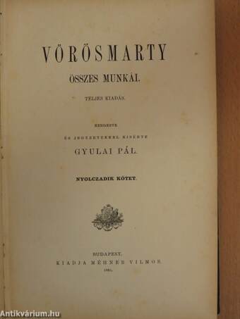 Vörösmarty összes munkái VIII. (töredék)