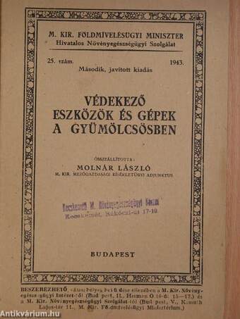 Védekező eszközök és gépek a gyümölcsösben