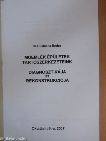 Műemlék épületek tartószerkezeteinek diagnosztikája és rekonstrukciója