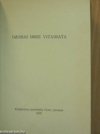 Ozorai Imre vitairata