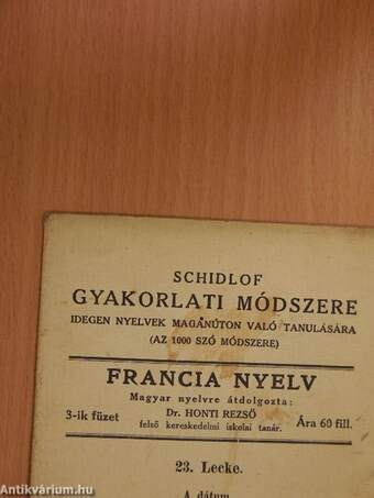 Schidlof gyakorlati módszere - Francia 1-10. füzet