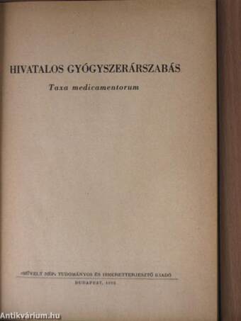 Hivatalos gyógyszerárszabás